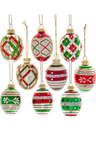 Shop For Kurt Adler 45MM Glass Red and Green Decorated Eggs, 9 Piece Set