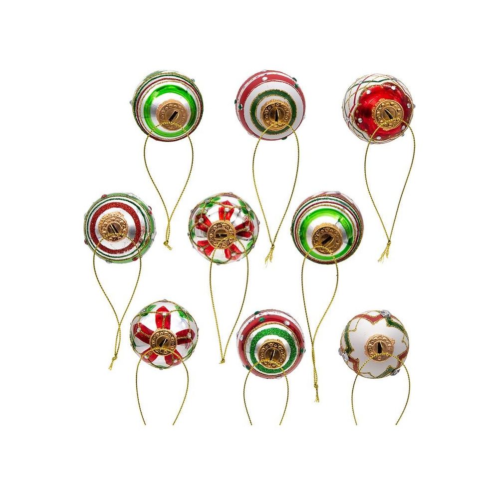Shop For Kurt Adler 45MM Glass Red and Green Decorated Eggs, 9 Piece Set