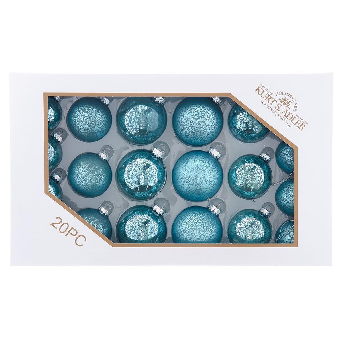 Shop For Kurt Adler 60 - 80MM Glass Shiny & Matte Teal Ball Ornaments, 20 - Piece Set