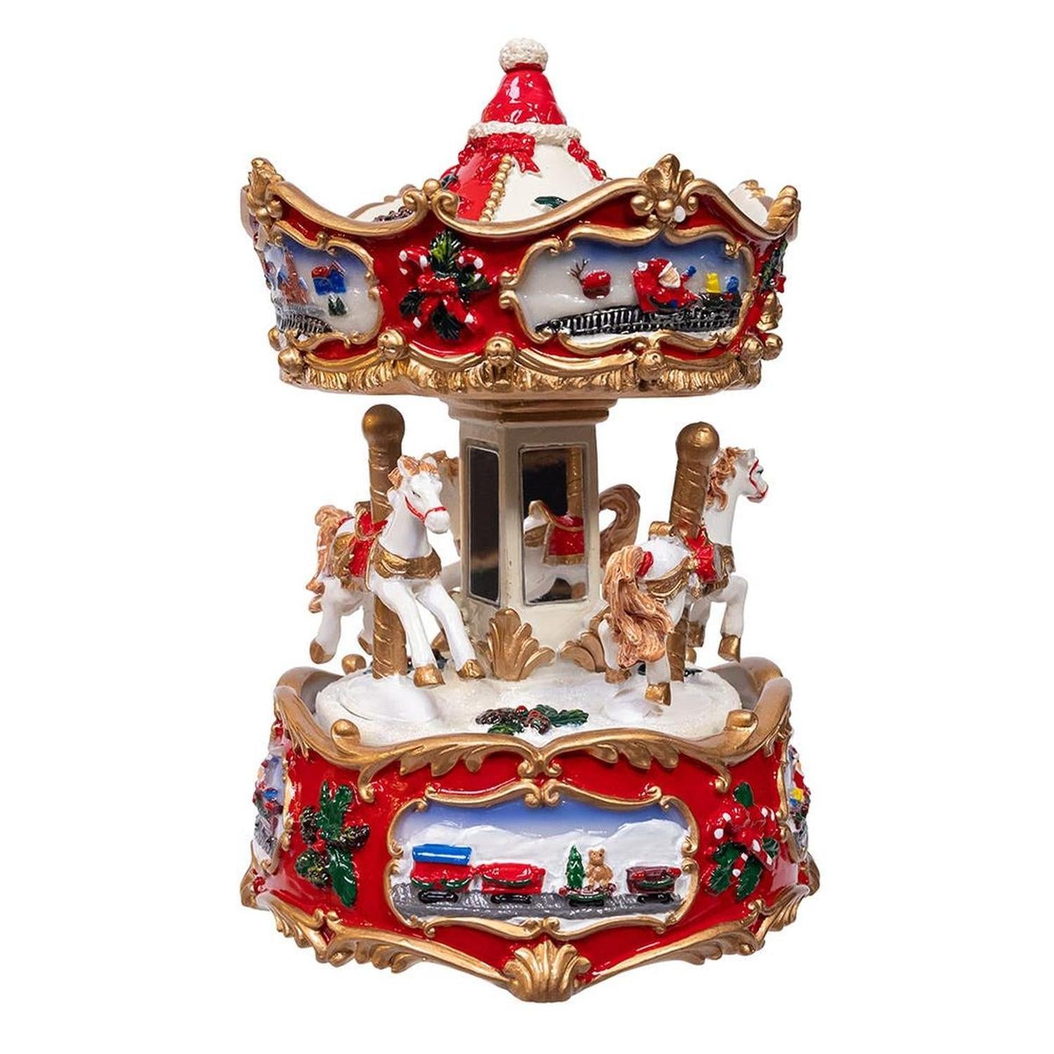 Kurt Adler 7-Inch Wind-Up Musical Carousel Table Piece