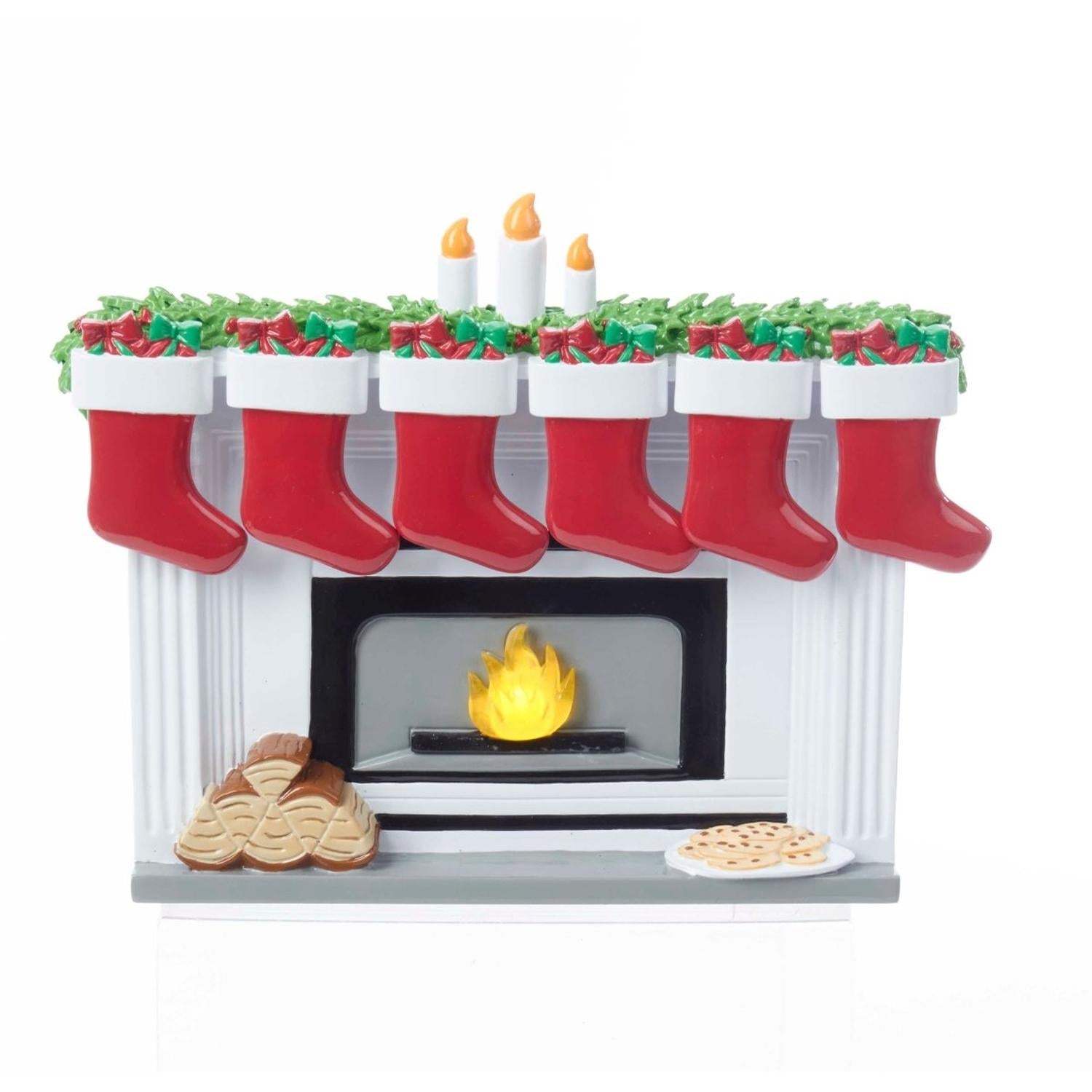Kurt Adler 7.87-Inch Fireplace Table Piece With Six Stockings