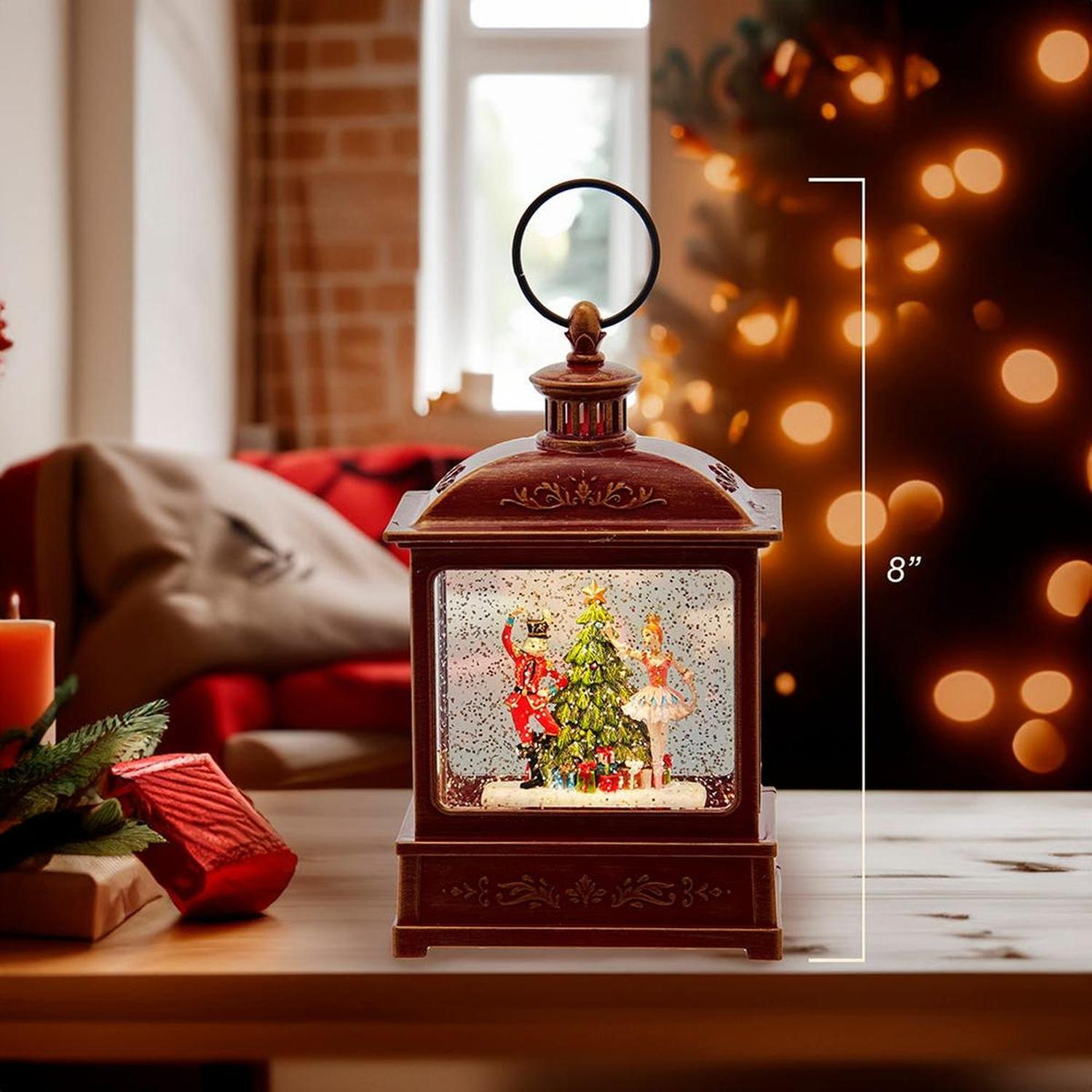 Kurt Adler 8-Inch Nutcracker Swirl Water Lantern