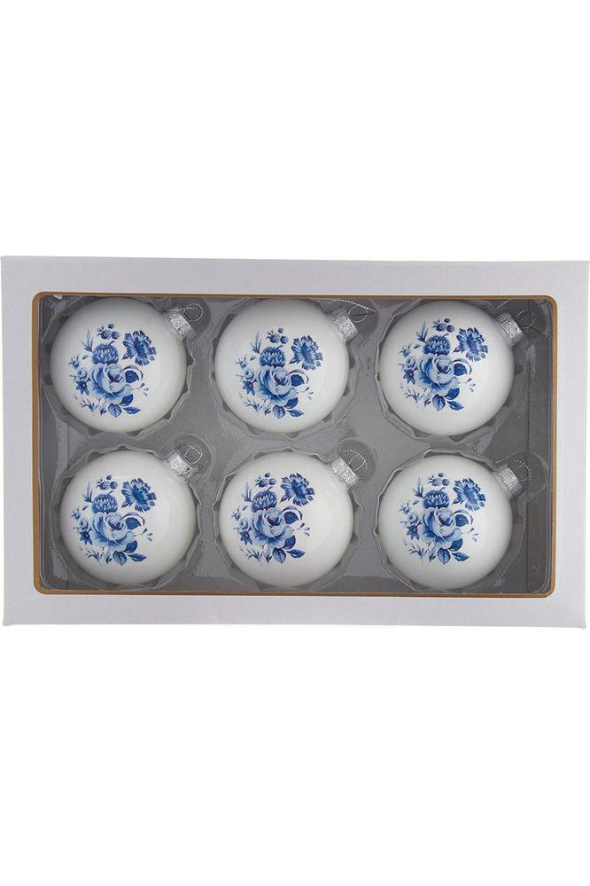 Shop For Kurt Adler 80MM Delft Blue Shiny Glass Ball Ornaments, 6 - Piece Set