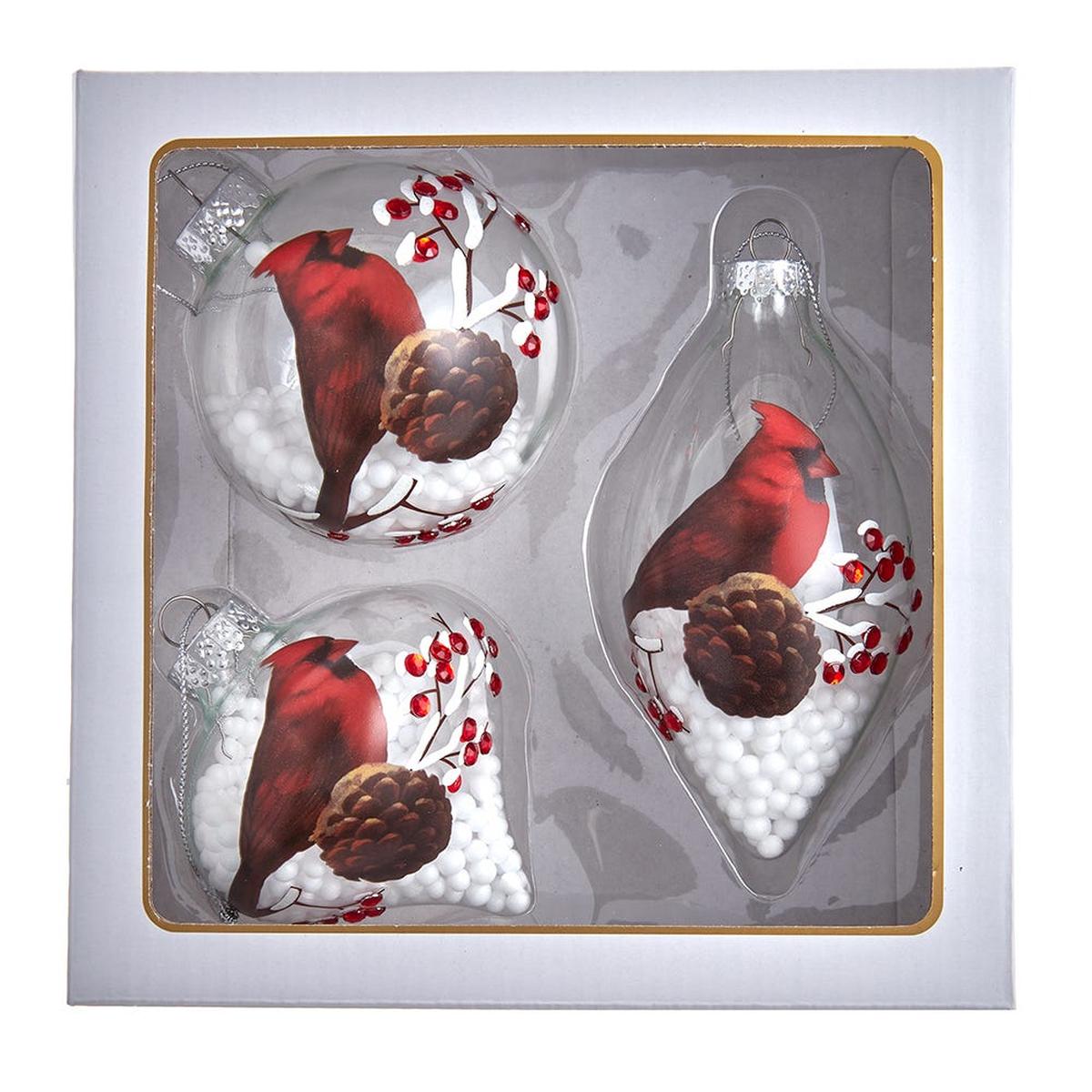 Shop For Kurt Adler 80MM Glass Cardinal Ornaments, 3 - Piece Set