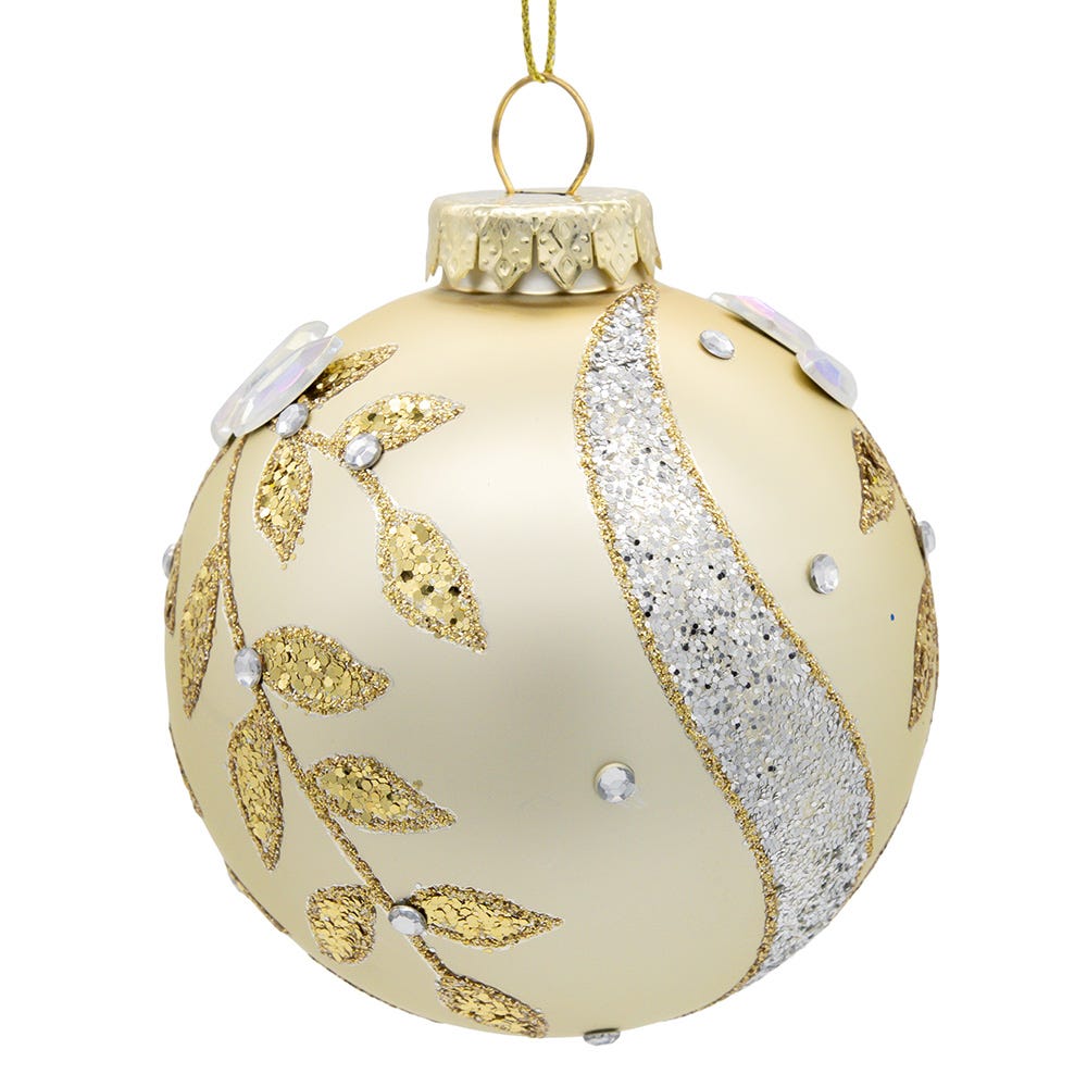 Shop For Kurt Adler 80MM Glass Gold Leaf Ball Ornament, 6 - Piece Box