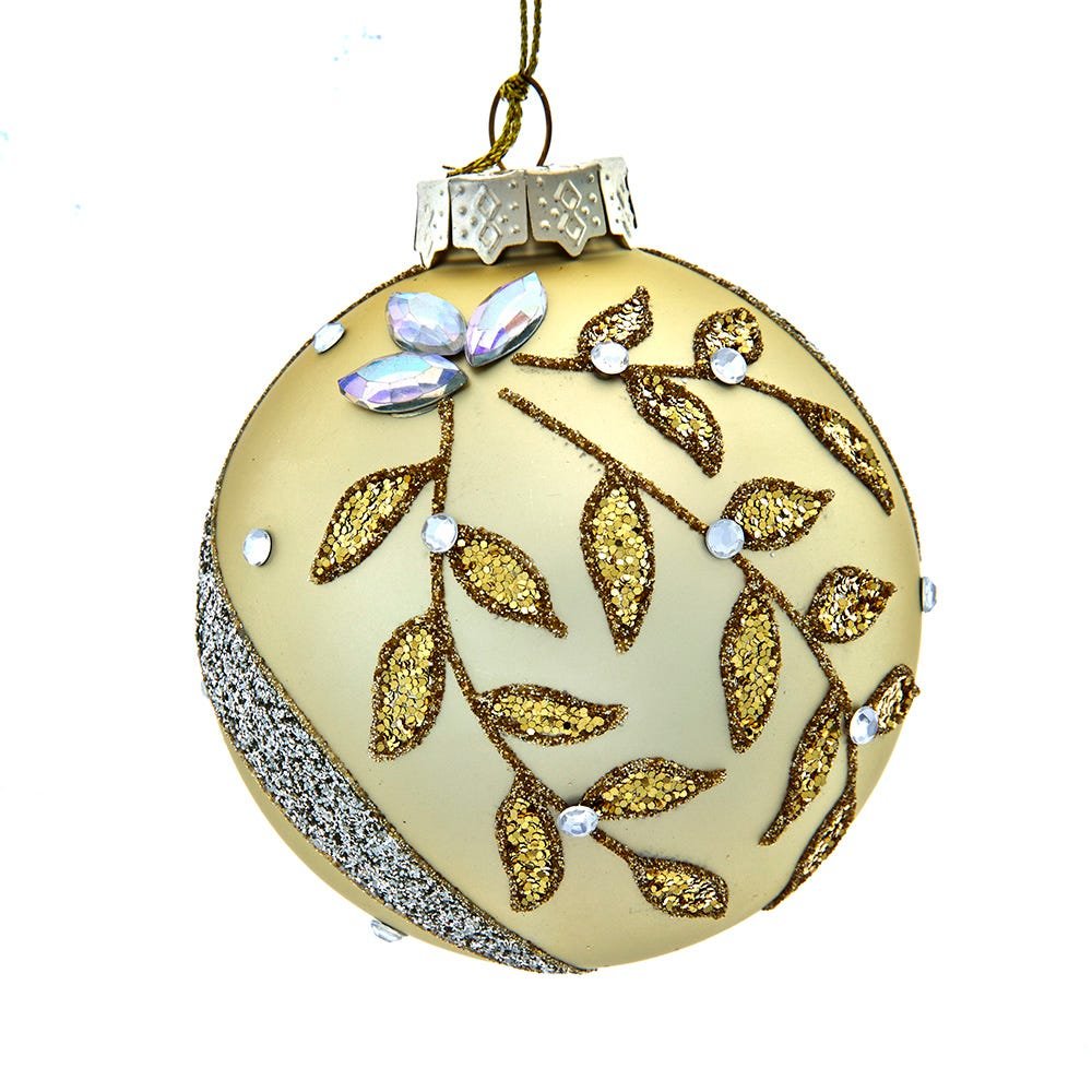 Shop For Kurt Adler 80MM Glass Gold Leaf Ball Ornament, 6 - Piece Box