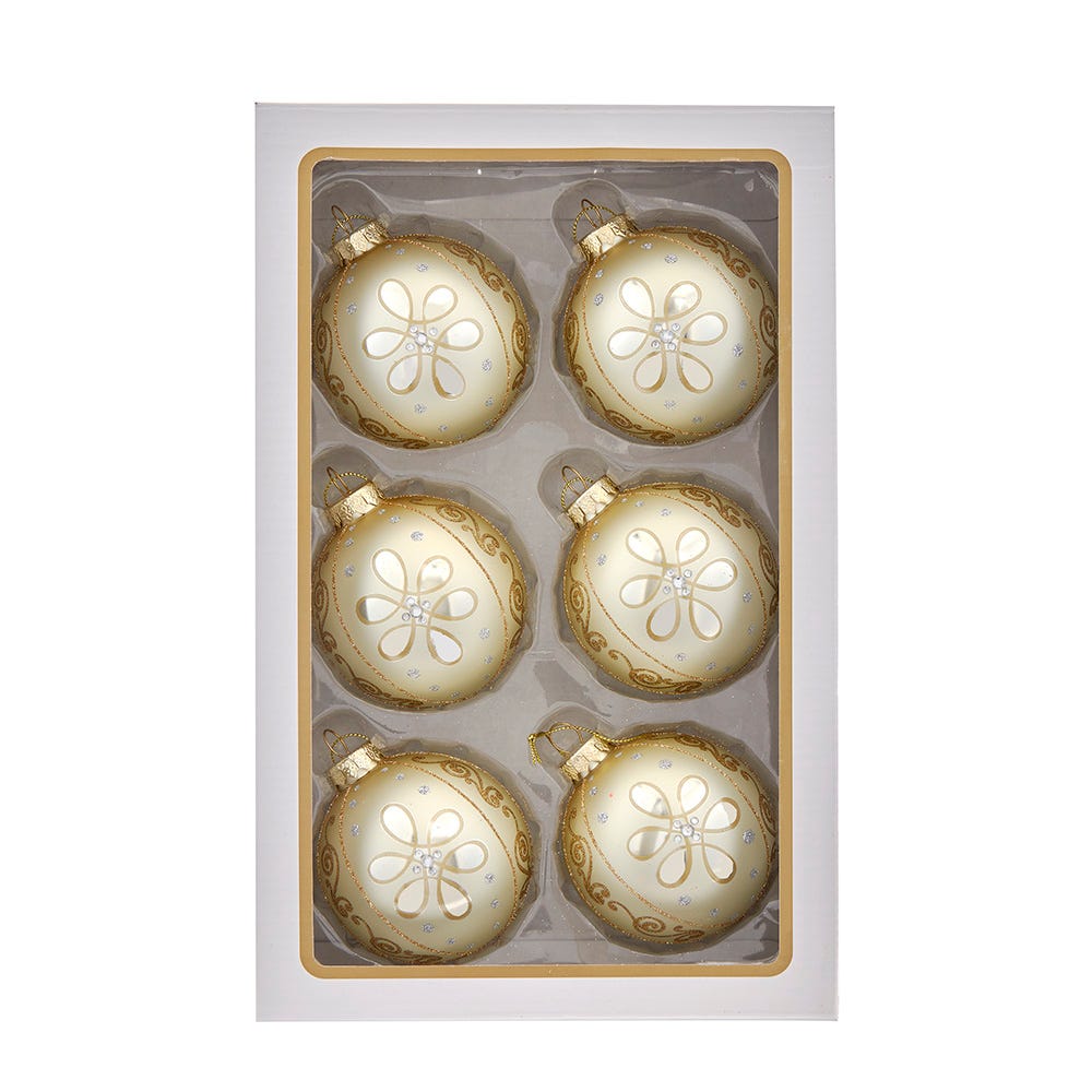 Shop For Kurt Adler 80MM Glass Light Gold Ball Ornaments, 6 - Piece Box