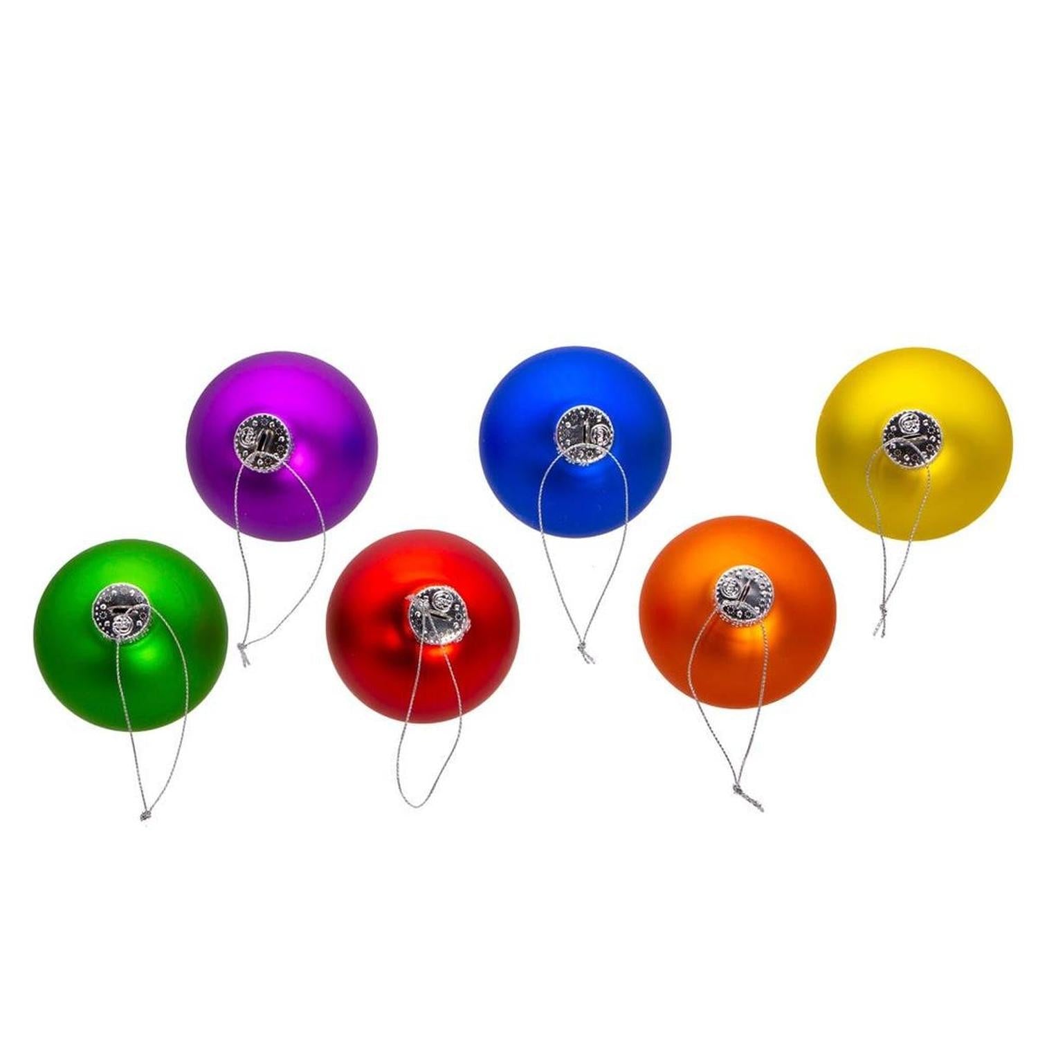 Kurt Adler 80MM Glass Matte Rainbow Ornaments (6 Pieces)