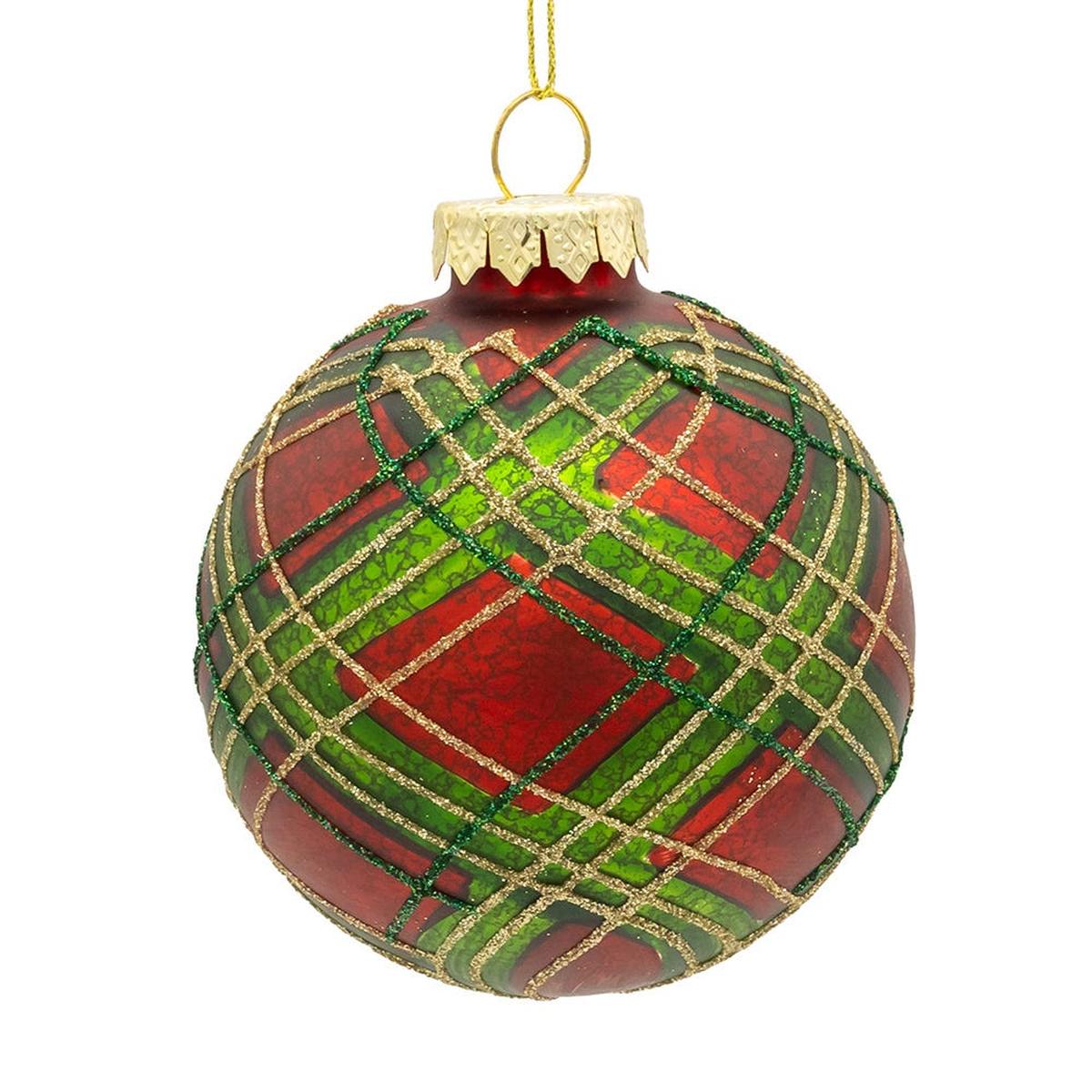 Shop For Kurt Adler 80MM Glass Matte Red and Green Striped Ball Ornaments, 6 - Piece Set
