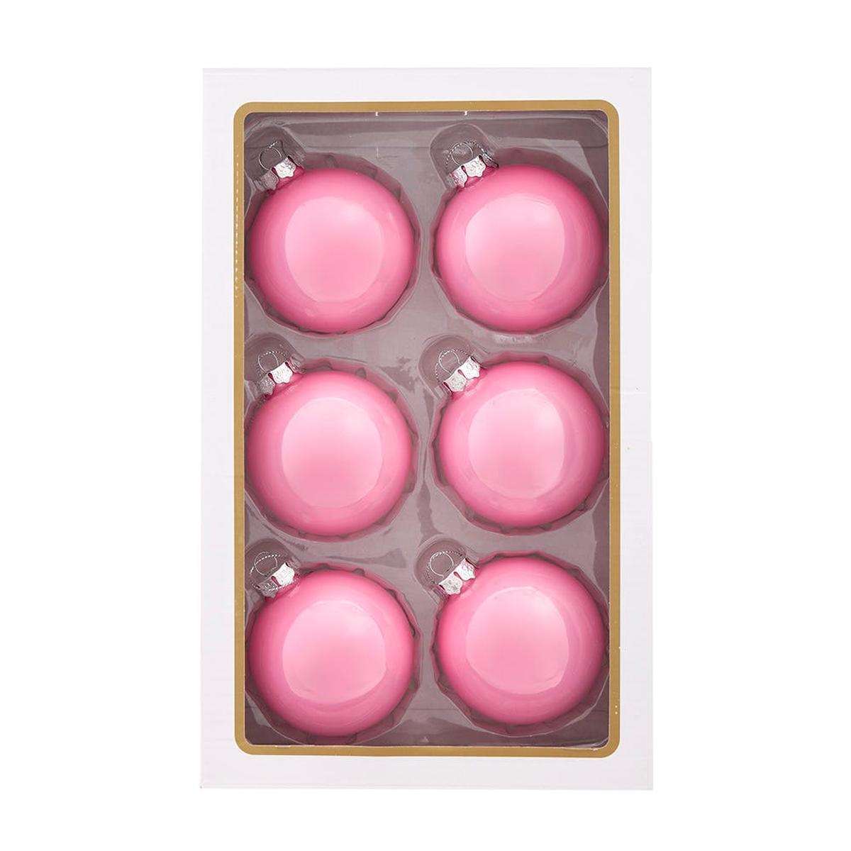 Shop For Kurt Adler 80MM Glass Pearlized Pink Ball Ornaments