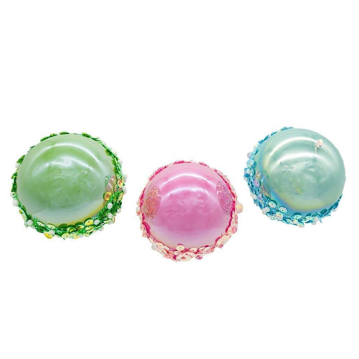 Shop For Kurt Adler 80MM Glass Pink, Blue and Green Glittered Ball Ornaments, 6 - Piece Box