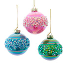 Shop For Kurt Adler 80MM Glass Pink, Blue and Green Glittered Ball Ornaments, 6 - Piece Box