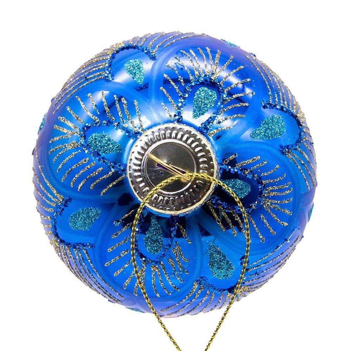 Shop For Kurt Adler 80MM Glass Purple and Blue Peacock Ball Ornaments, (Set of 6)
