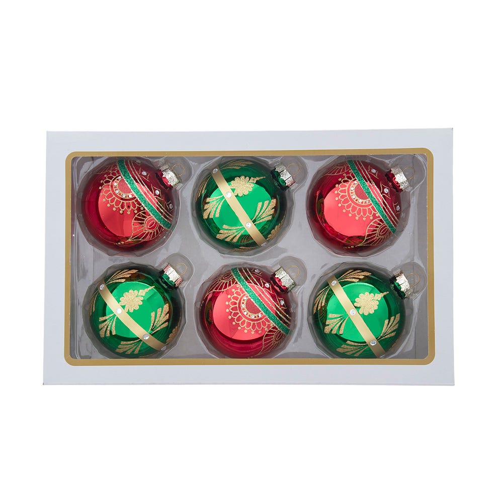 Shop For Kurt Adler 80MM Glass Red and Green Ball Ornaments, 6 - Piece Set