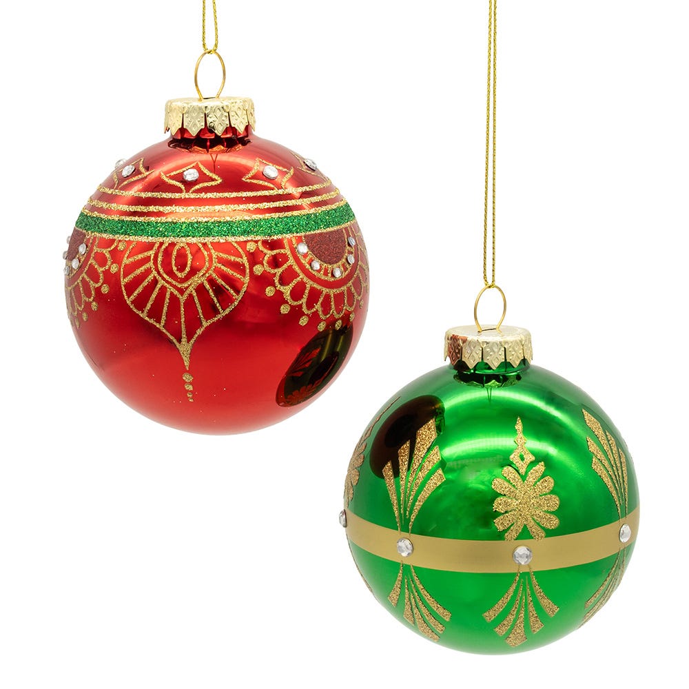 Shop For Kurt Adler 80MM Glass Red and Green Ball Ornaments, 6 - Piece Set