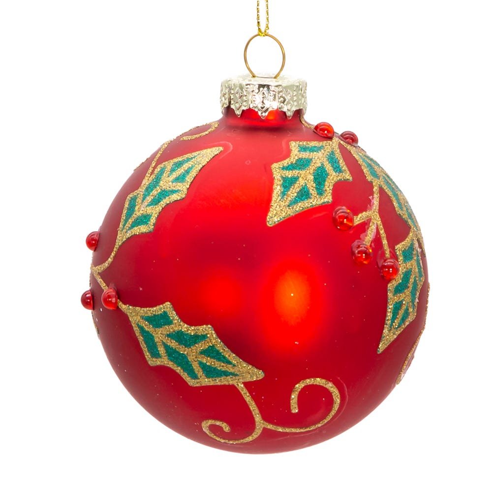 Shop For Kurt Adler 80MM Glass Red Berry and Holly Leaves Ornaments (6 Piece)