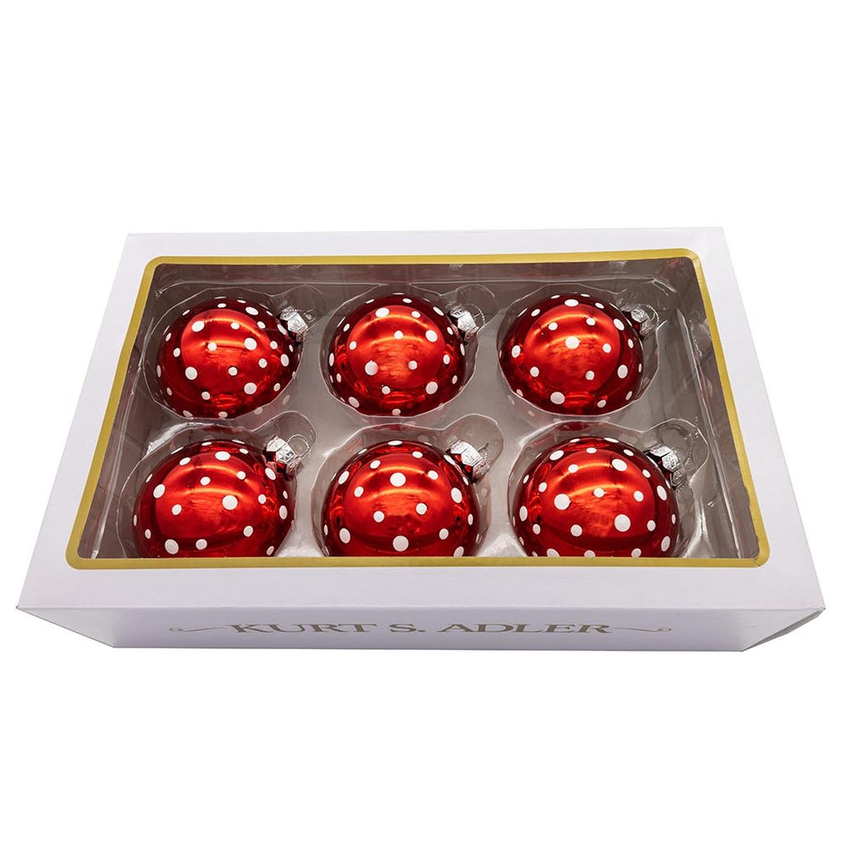 Shop For Kurt Adler 80MM Glass Red Polka Dot Ball Ornament, (Set of 3)