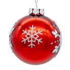 Shop For Kurt Adler 80MM Glass Shiny Red With Silver Snowflake Ball (Set of 6)