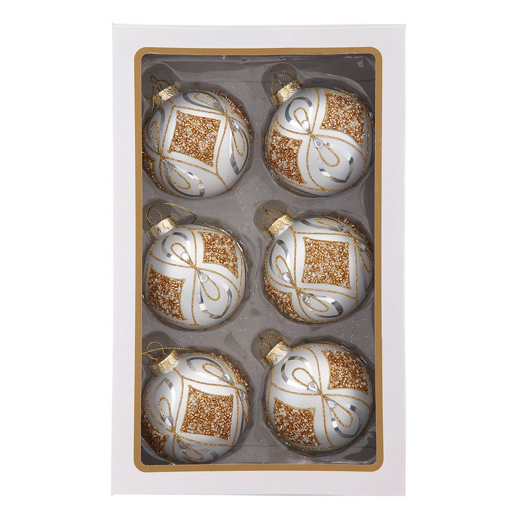 Shop For Kurt Adler 80MM Glass Silver and Gold Ball Ornaments, 6 - Piece Set