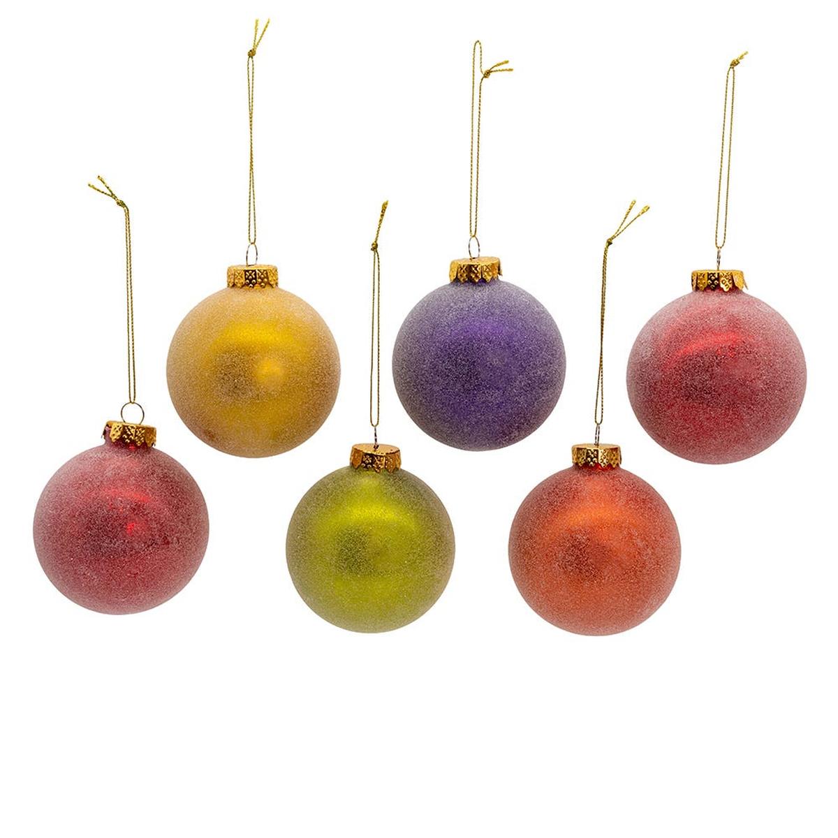 Shop For Kurt Adler 80MM Glass Sugar Frosted Solid Ornaments, (Set of 6)