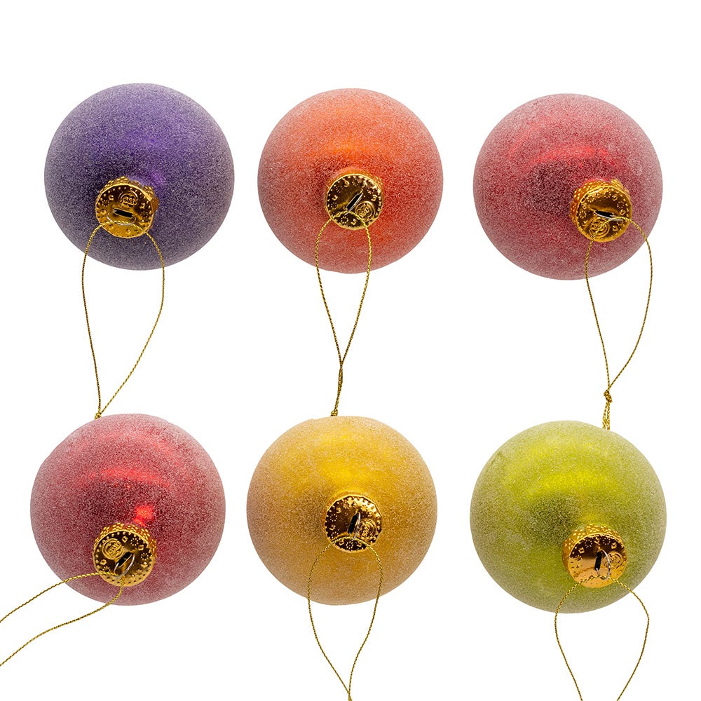 Shop For Kurt Adler 80MM Glass Sugar Frosted Solid Ornaments, (Set of 6)