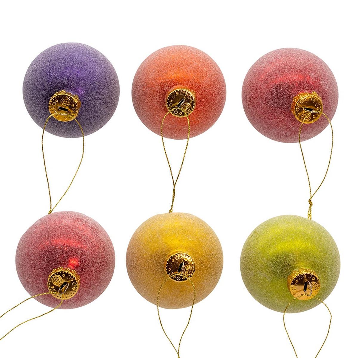 Shop For Kurt Adler 80MM Glass Sugar Frosted Solid Ornaments, (Set of 6)