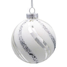 Shop For Kurt Adler 80MM Glass White Glittered Swirl Ornament Set, 6 piece