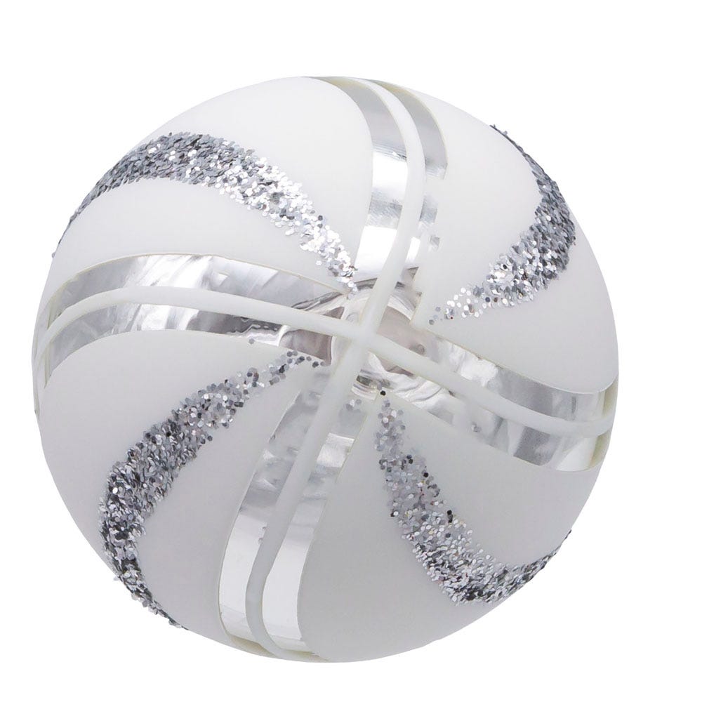 Shop For Kurt Adler 80MM Glass White Glittered Swirl Ornament Set, 6 piece