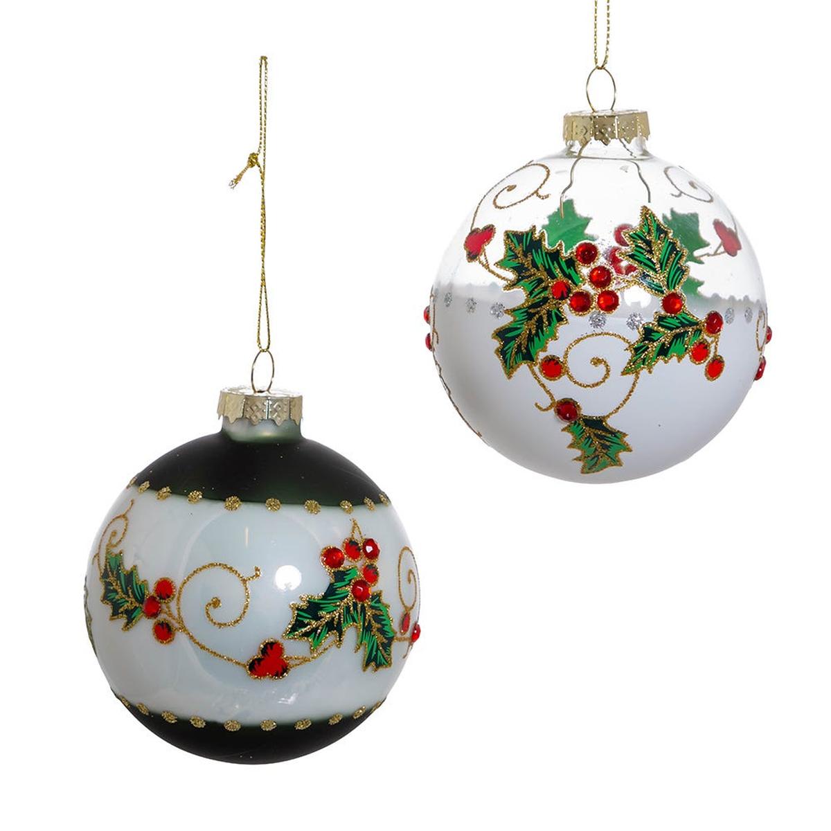 Shop For Kurt Adler 80MM Holly Leaves and Berries Glass Ball Ornaments, 6 - Piece Set
