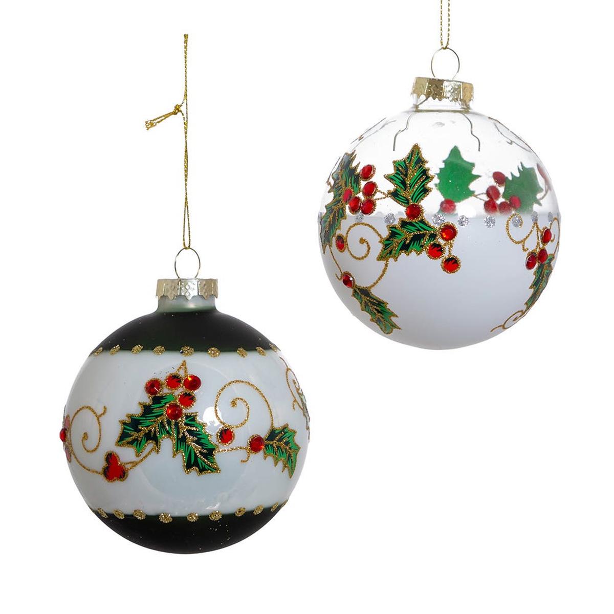 Shop For Kurt Adler 80MM Holly Leaves and Berries Glass Ball Ornaments, 6 - Piece Set