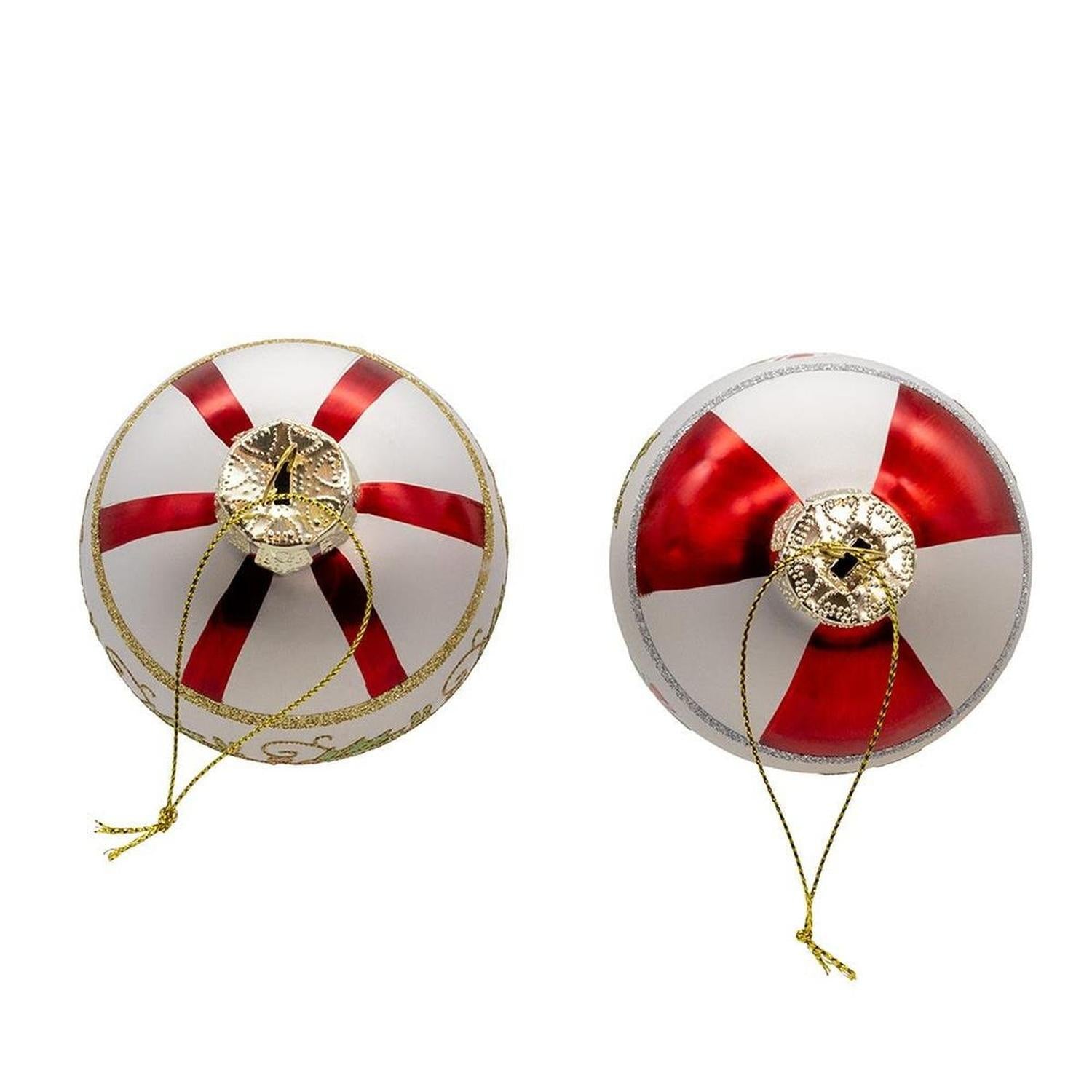 Kurt Adler 80mm Holly Leaves Glass Ball Ornament (Set of 6)