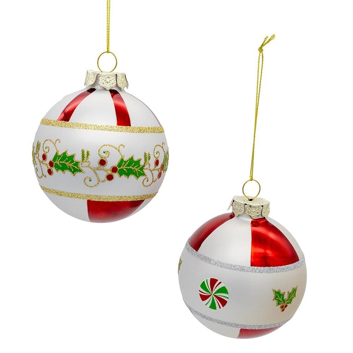 Shop For Kurt Adler 80mm Holly Leaves Glass Ball Ornament (Set of 6)