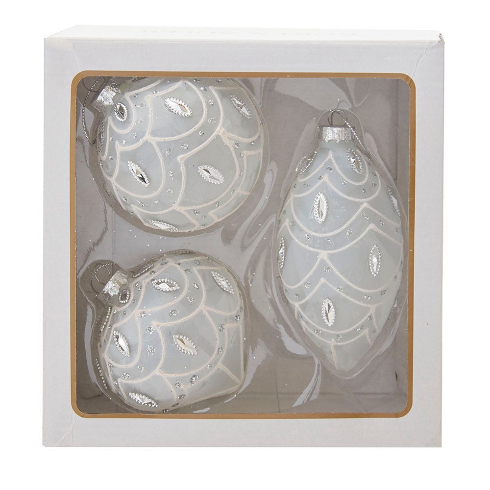 Shop For Kurt Adler 80MM White Glass Ball Finial and Onion, 3 - Piece Set