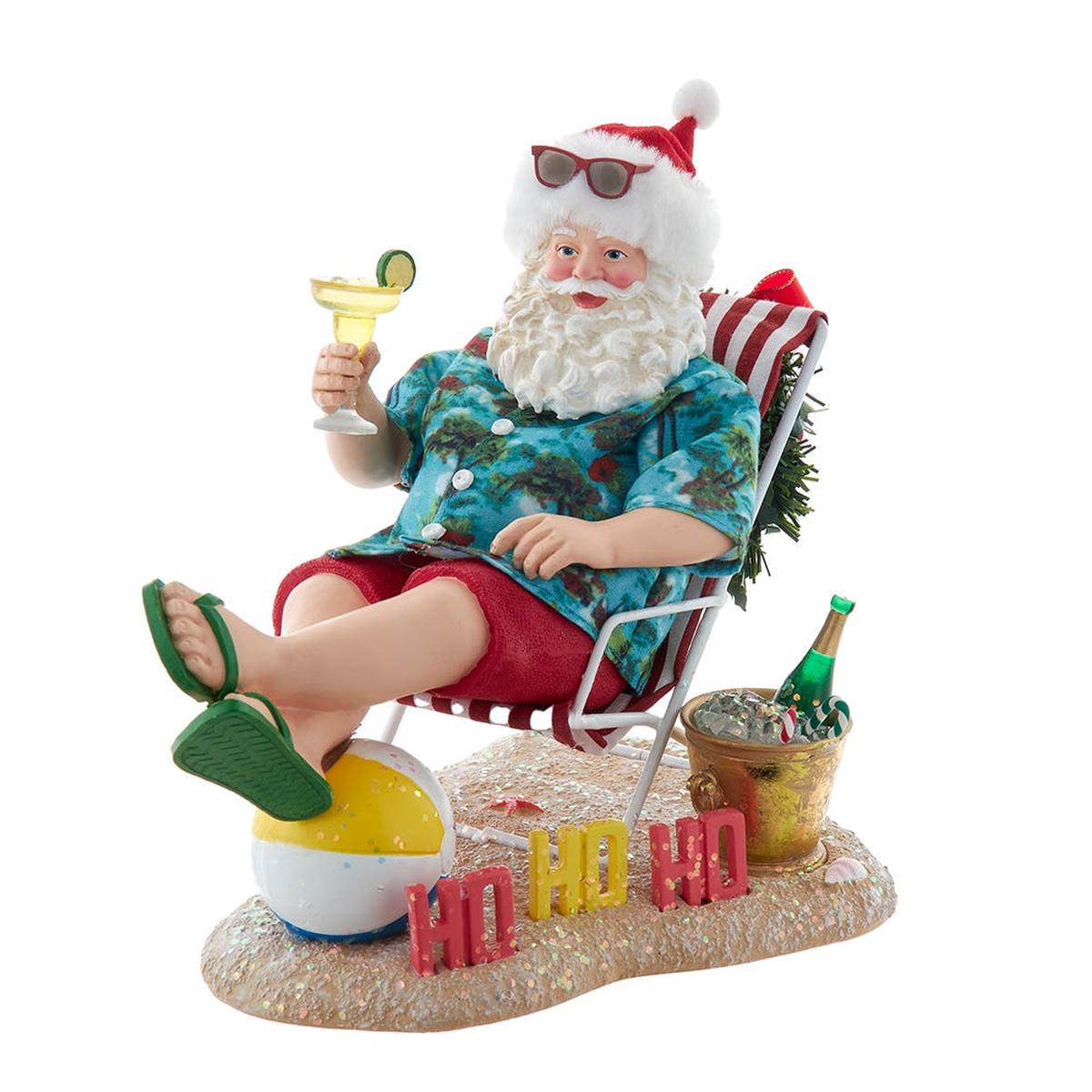 Shop For Kurt Adler 8.5 - Inch Fabriché Santa Sitting on Beach Chair
