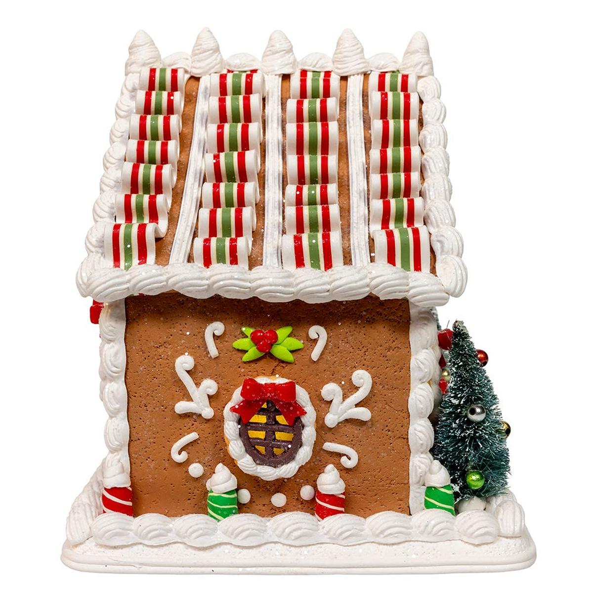 Shop For Kurt Adler 9 Inch Gingerbread House With Santa and Ribbon Candy Roof
