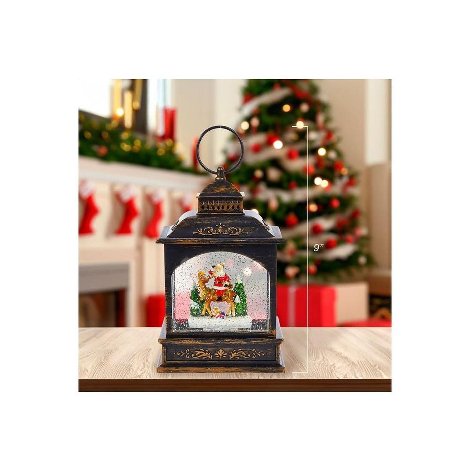Kurt Adler 9-Inch LED Santa Lantern with Motion