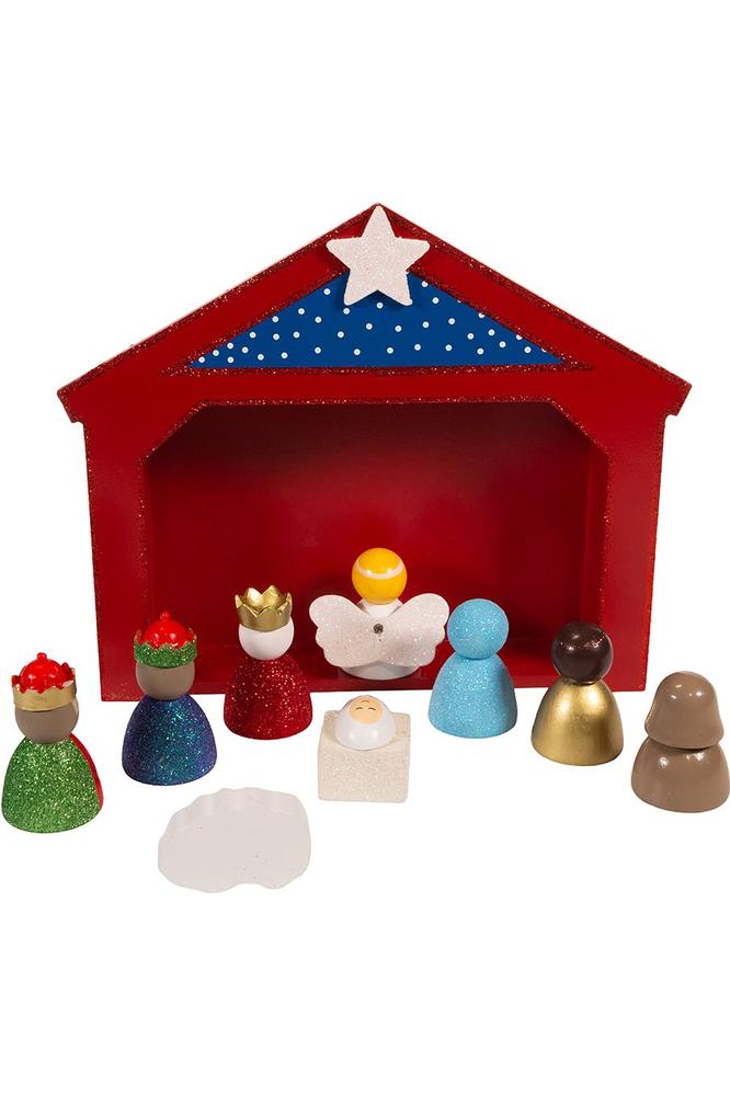 Shop For Kurt Adler 9 - Inch Miniature Nativity Set with 9 Figures and Stable