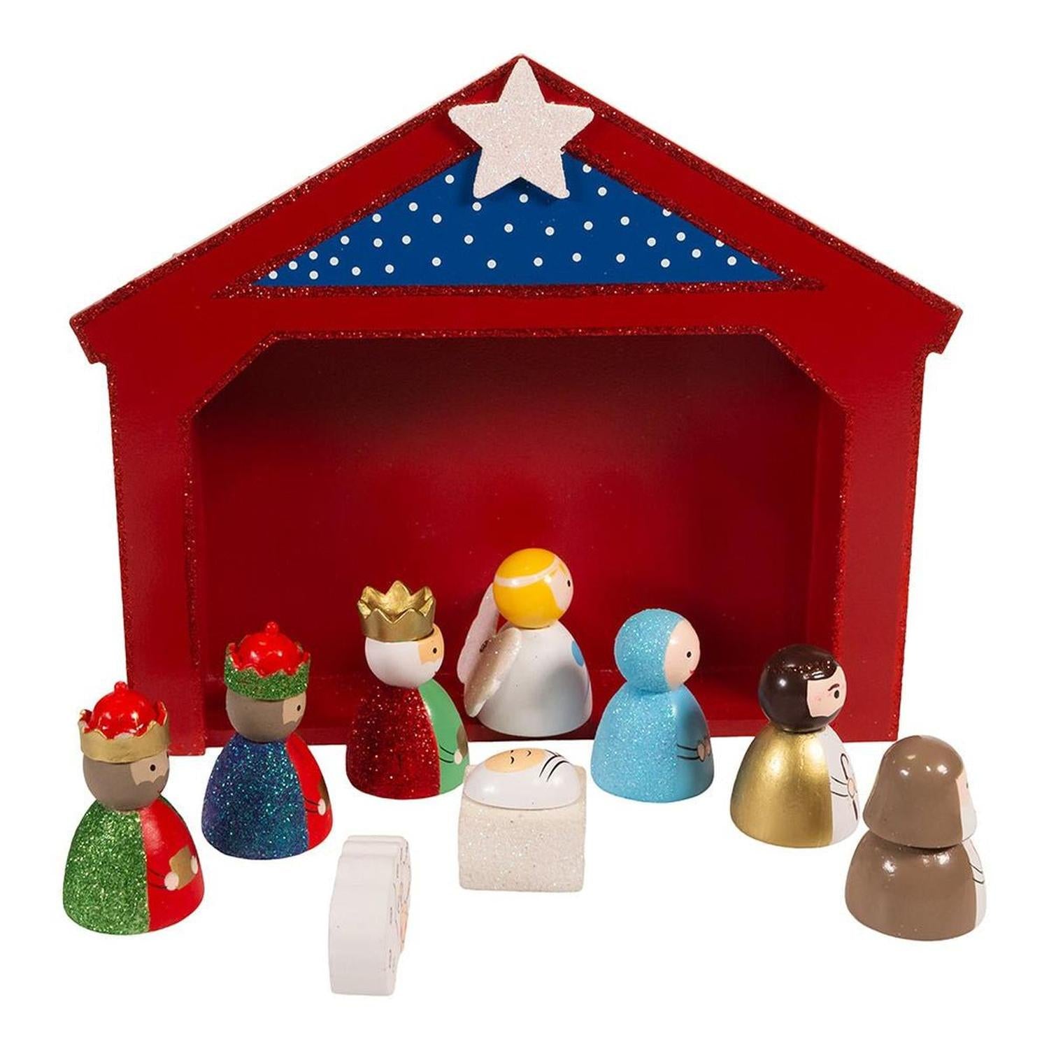 Shop For Kurt Adler 9 - Inch Miniature Nativity Set with 9 Figures and Stable
