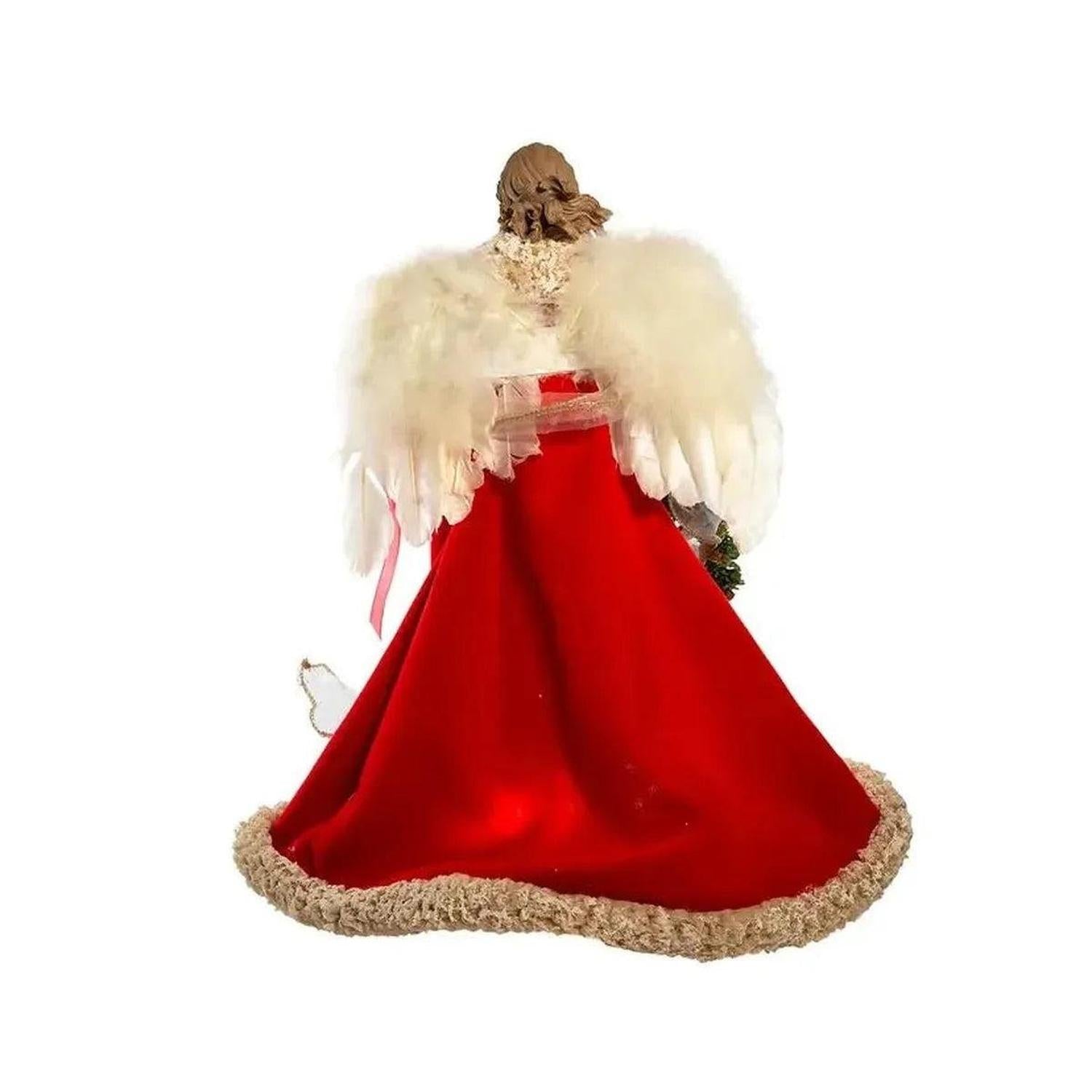 Kurt Adler UL 10-Light 16-Inch Red and Ivory Angel Treetop