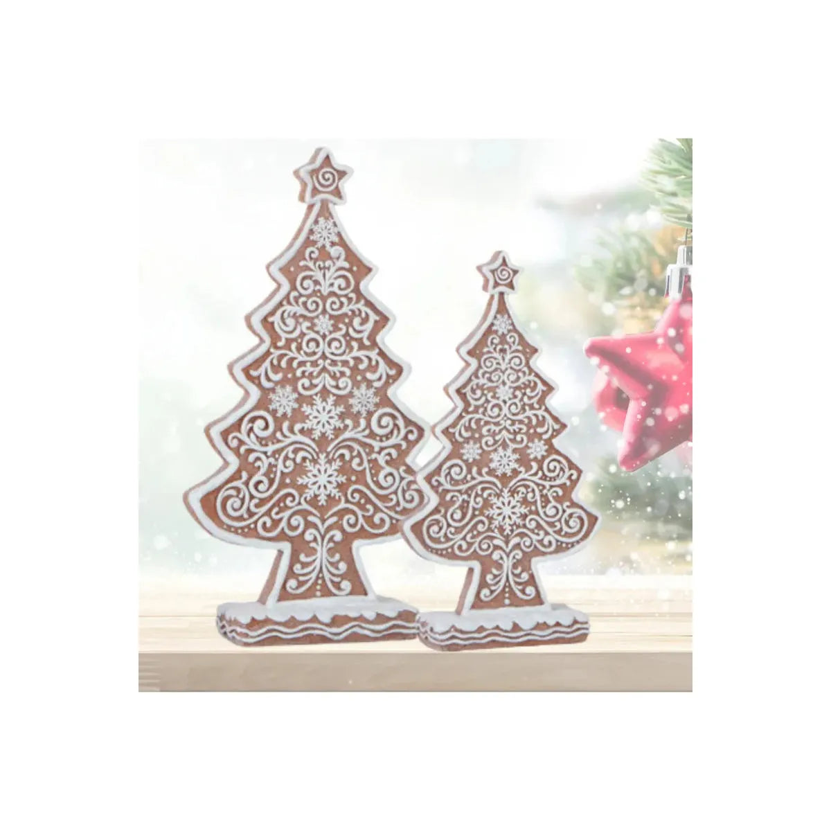Shop For Large Frosted Gingerbread Trees (Set of 2)