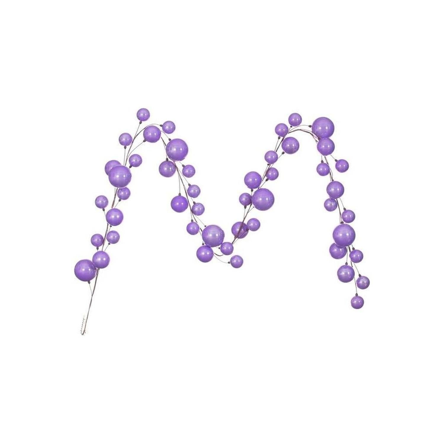 Lavender Pearl Assorted Finish Branch Ball Ornament Garland