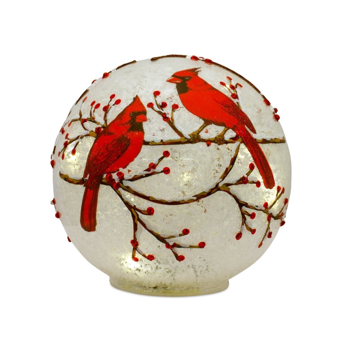 Shop For LED Frosted Cardinal Orb with Berry Branch Design (Set of 3) at Michelle's aDOORable Creations
