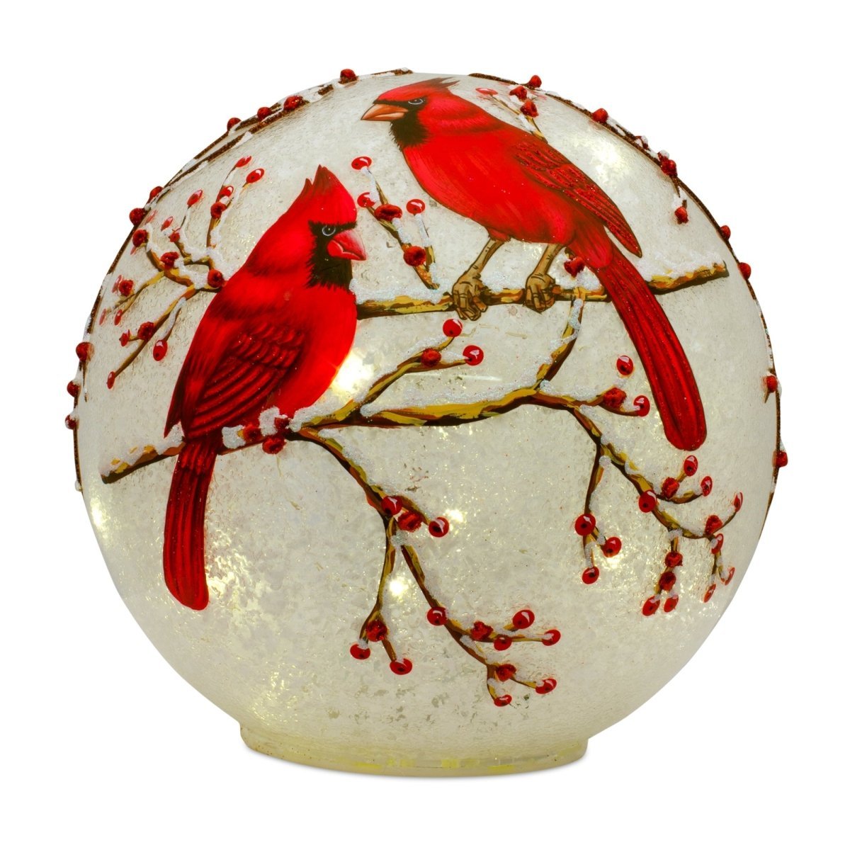 Shop For LED Frosted Cardinal Orb with Berry Branch Design (Set of 3) at Michelle's aDOORable Creations