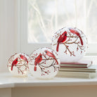 Shop For LED Frosted Cardinal Orb with Berry Branch Design (Set of 3)