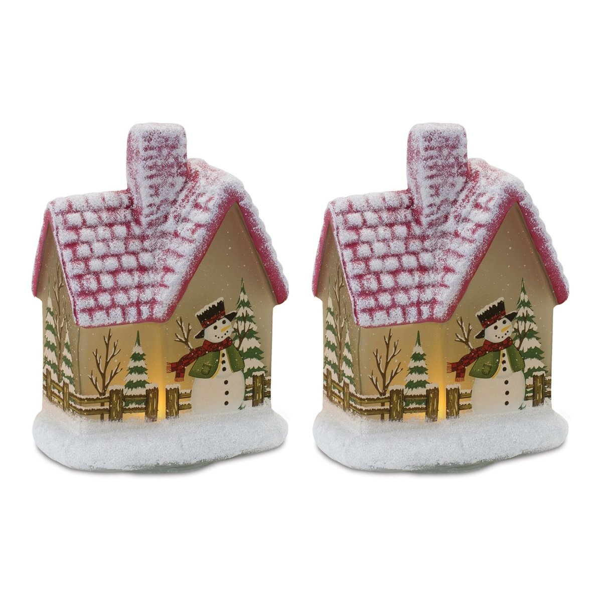 Shop For LED Lighted House with Snowman (Set of 2) at Michelle's aDOORable Creations