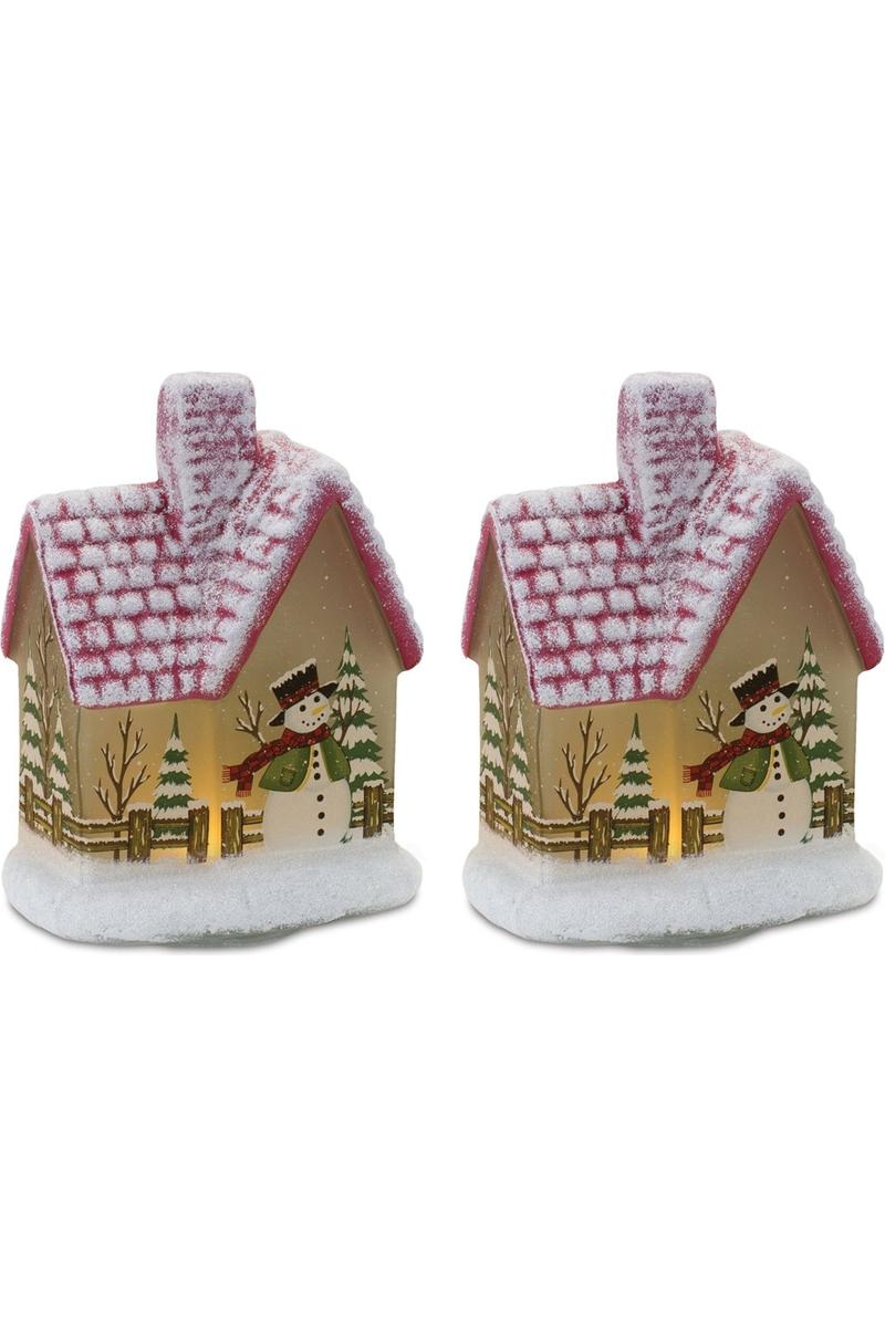 Shop For LED Lighted House with Snowman (Set of 2) 86728DS