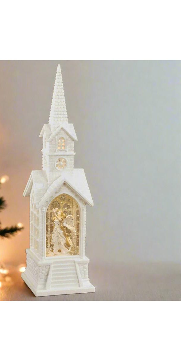 Shop For LED Snow Globe Church with Angel 16.25"H 72827DS