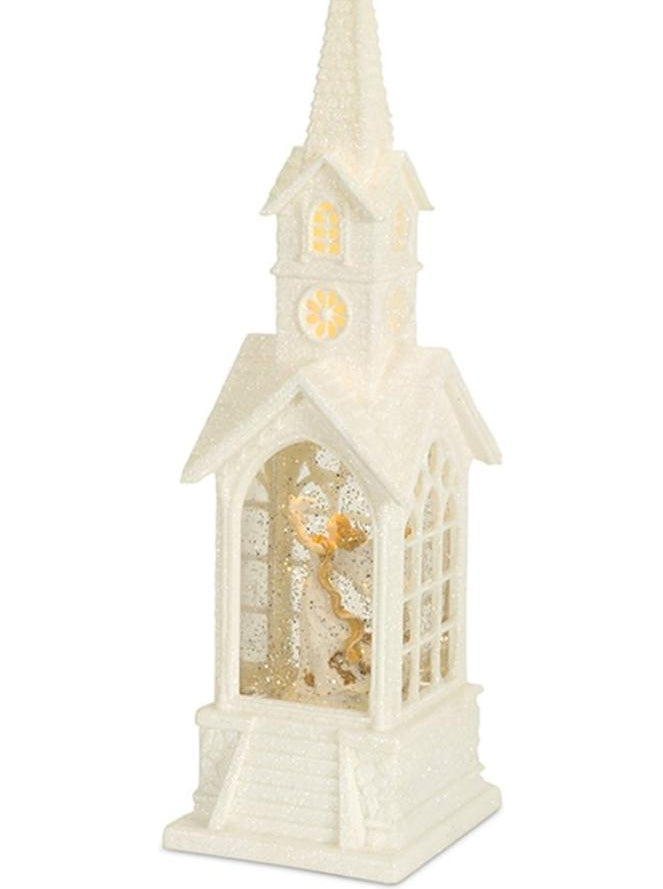 Shop For LED Snow Globe Church with Angel 16.25"H 72827DS