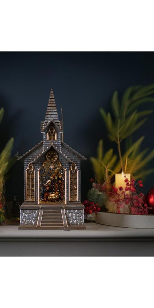 Shop For LED Snow Globe Church with Nativity 8.25"H 86499DS