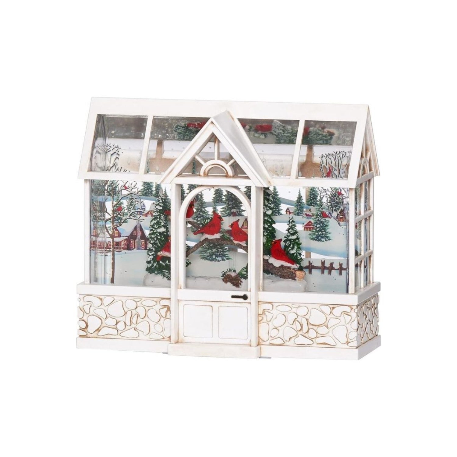 Shop For LED Swirl Greenhouse with Cardinals Snow Scene Figurine at Michelle's aDOORable Creations